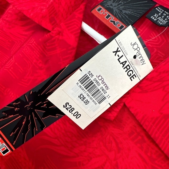 C-two Men’s Dragon Flames Button Shirt Size Xl Red NWT Vintage Deadstock - Picture 4 of 4